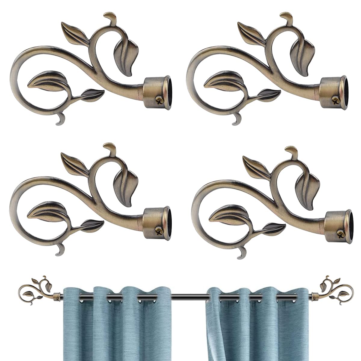 HASTHIP 4pcs Metals Decorative Curtain Drapery Rod/Pole Finials Ends for Dia.20-22.5mm Curtain Poles HASTHIP 4pcs Metals Decorative Curtain Drapery Rod/Pole Finials Ends for Dia.20-22.5mm Curtain Poles